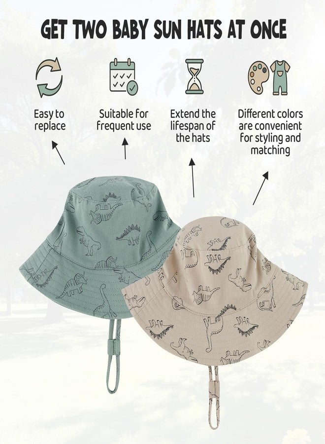 Durio 2-Pack Baby Bucket Hat - UPF 50+ Sun Protection Hat for Infant to Kid, Wide Brim Summer Beach Hats Newborn Toddler Boy 2Pack Seaweed Blue/Khaki 6-12 Months - Image 3